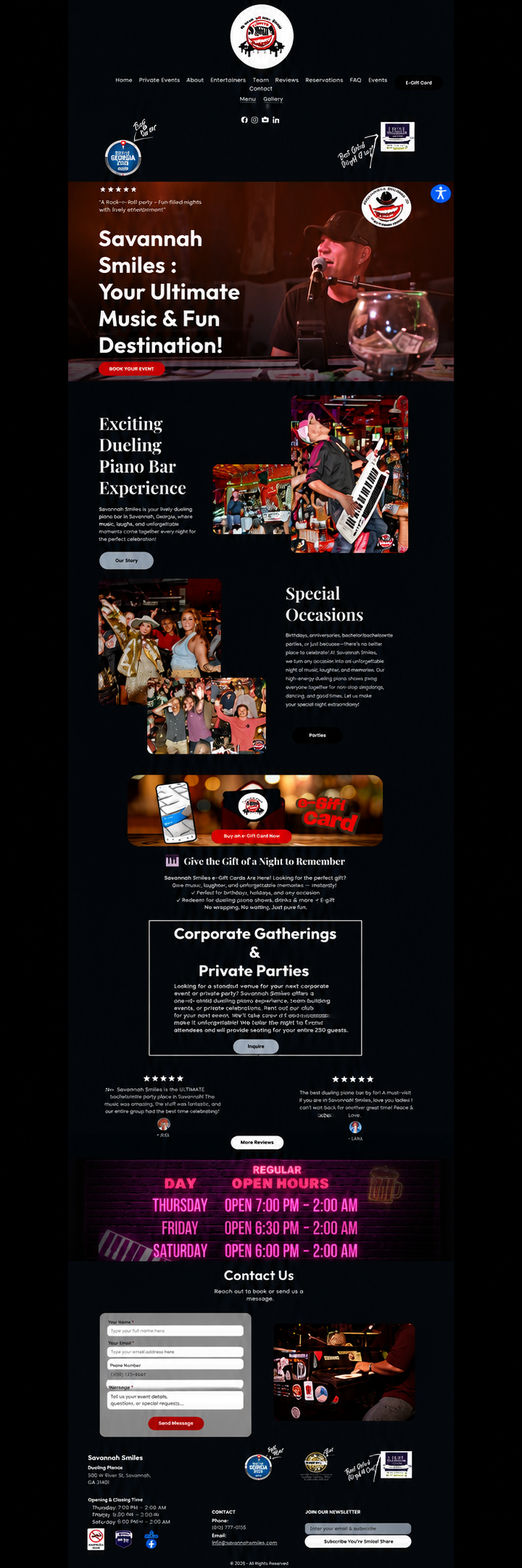 Savannah Smiles home page — full view